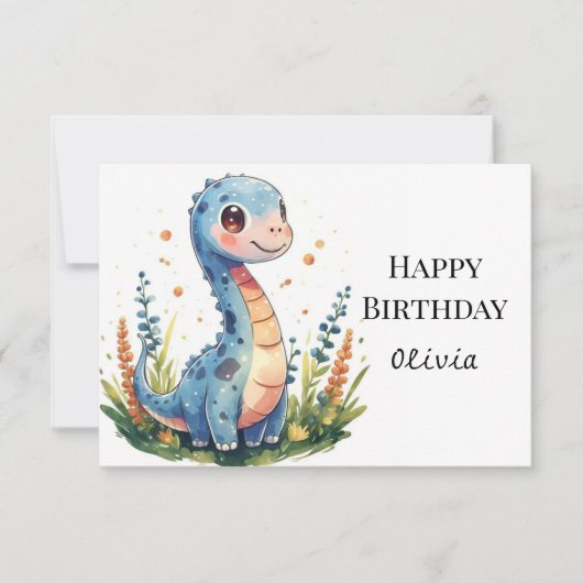 Whimsical Printable Dinosaur Geburtstag Karte (Vorderseite)