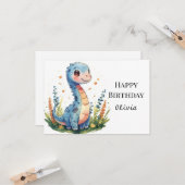 Whimsical Printable Dinosaur Geburtstag Karte (Vorderseite/Rückseite Beispiel)