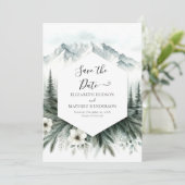 Whimsical Printable Mountain Wedding Save The Date (Stehend Vorderseite)