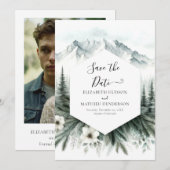 Whimsical Printable Mountain Wedding Save The Date (Vorne/Hinten)