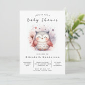 Whimsical Printable Owl Baby Dusche Einladung (Stehend Vorderseite)