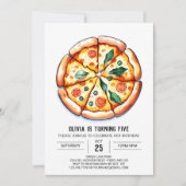 Whimsical Printable Pizza Geburtstag Einladung (Vorderseite)