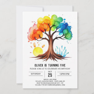 Whimsical Printable Tree Birthday Einladung