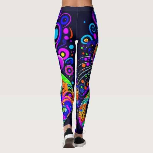 Whimsical Psychedelic Cat All-Over-Print-Leggings Leggings (Rückseite)