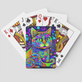 Whimsical Psychedelic Cat Classic Playing Cards Spielkarten