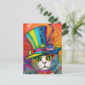 whimsical psychedelic Colorful Kitty in einem Toph Postkarte (Stehend Vorderseite)