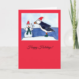Whimsical Puffin Weihnachtskarte Karte