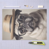 Whimsical Puggle in Hut und Brille Decoupage Seidenpapier (Handwerk)