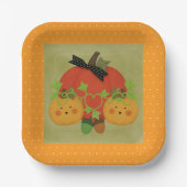Whimsical Pumpkin & Acorn Halloween Bridal Pappteller (Vorderseite)