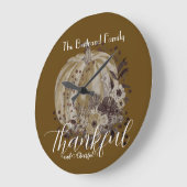 Whimsical Pumpkin Autumnal Floral Dankbar Große Wanduhr (Winkel)