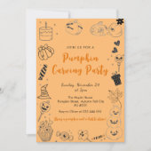 Whimsical Pumpkin Doodle Carving Party Einladung (Vorderseite)