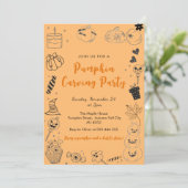 Whimsical Pumpkin Doodle Carving Party Einladung (Stehend Vorderseite)