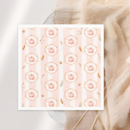 Whimsical Pumpkin Fall Floral Baby Shower Serviette