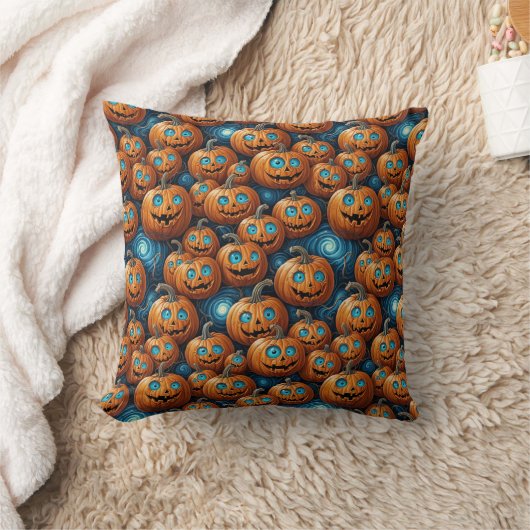 Whimsical Pumpkin Halloween Throw Pillow Kissen (Decke)