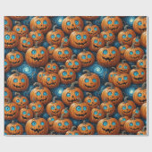 Whimsical Pumpkin Halloween Wrapping Paper Geschenkpapier (Flach)