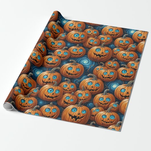Whimsical Pumpkin Halloween Wrapping Paper Geschenkpapier (Ungerollt)