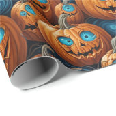 Whimsical Pumpkin Halloween Wrapping Paper Geschenkpapier (Rolleneckpunkt)