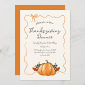 Whimsical Pumpkin Handwriting Erntedank Dinner Einladung (Vorne/Hinten)