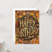 Whimsical Pumpkin Herbst glücklich Geburtstag Karte (Vorderseite/Rückseite Beispiel)