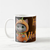 Whimsical Pumpkin Kitty Halloween Coffee Mug Kaffeetasse (Links)