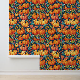 Whimsical Pumpkin Paradies: Moderner Herbstgarten Tapete