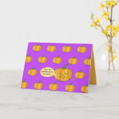 Whimsical Pumpkin Patch on Fuschia Halloween Karte (Gelbe Blume)