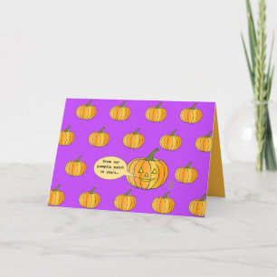 Whimsical Pumpkin Patch on Fuschia Halloween Karte