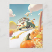 Whimsical Pumpkin Ride Ankündigungspostkarte (Vorderseite)