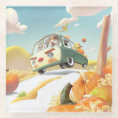Whimsical Pumpkin Ride Glasuntersetzer (Vorderseite)