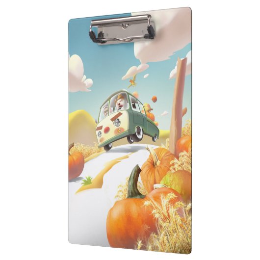 Whimsical Pumpkin Ride Klemmbrett (Links)