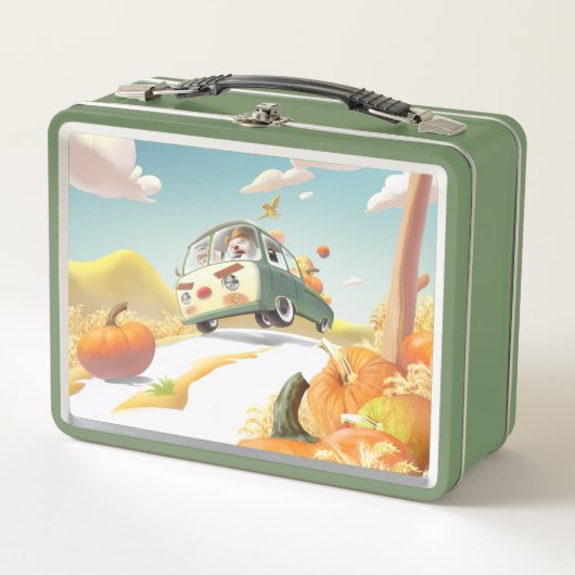 Whimsical Pumpkin Ride Metall Brotdose (Vorderseite)