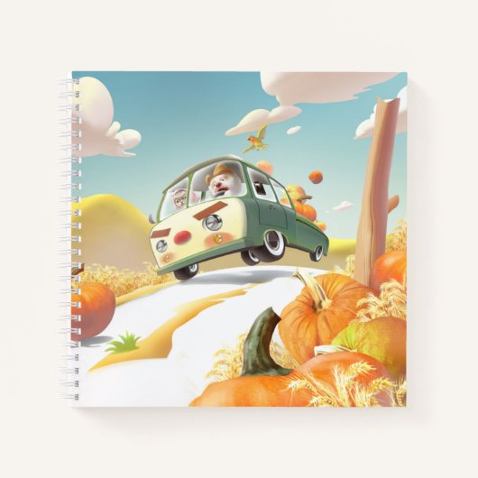 Whimsical Pumpkin Ride Notizblock (Vorderseite)