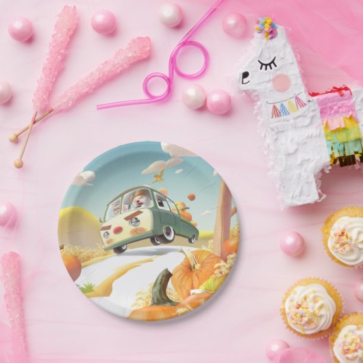 Whimsical Pumpkin Ride Pappteller (Party)