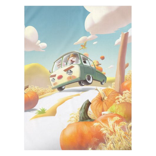 Whimsical Pumpkin Ride Tischdecke (Vorderseite)