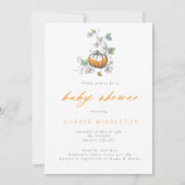 Whimsical Pumpkin & Stripes Fall Baby Dusche Einladung (Vorderseite)