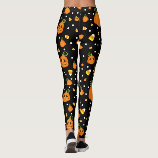 Whimsical Pumpkins & Candy Mais Fun Halloween Leggings (Rückseite)