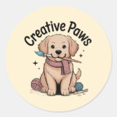 Whimsical Puppy Painter Yarn Enthusiast Sticker (Vorderseite)
