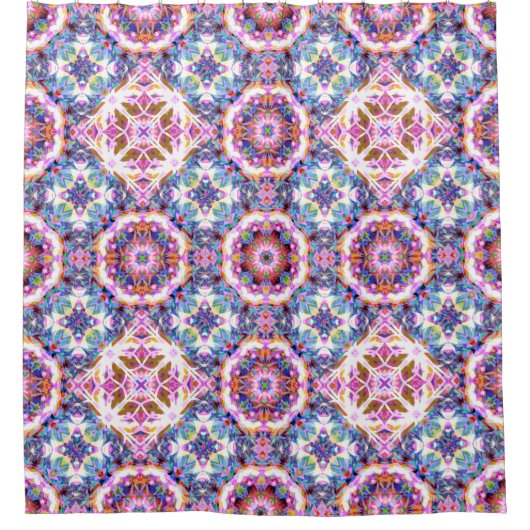 Whimsical Purple Blue Pink Colorful Pattern Duschvorhang (Vorderseite)