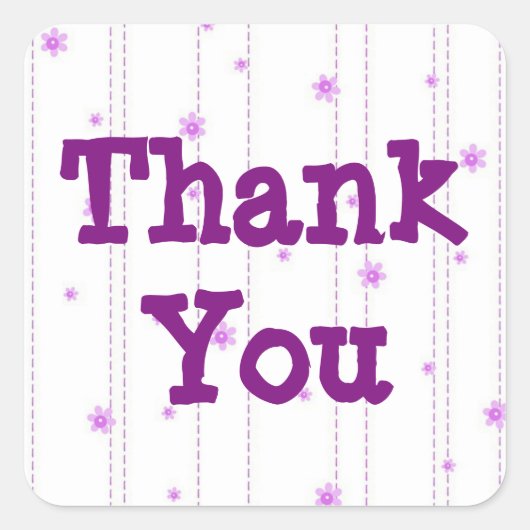 Whimsical Purple Blumen Danke, dass du Sticker (Vorderseite)