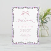 Whimsical Purple Floral Frame Baby Shower Einladung (Stehend Vorderseite)