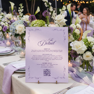 Whimsical Purple Floral Victorian QR Begleitkarte