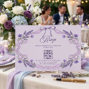 Whimsical Purple Floral Victorian RSVP Karte