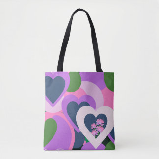 Whimsical Purple Heart Art Tote Tasche