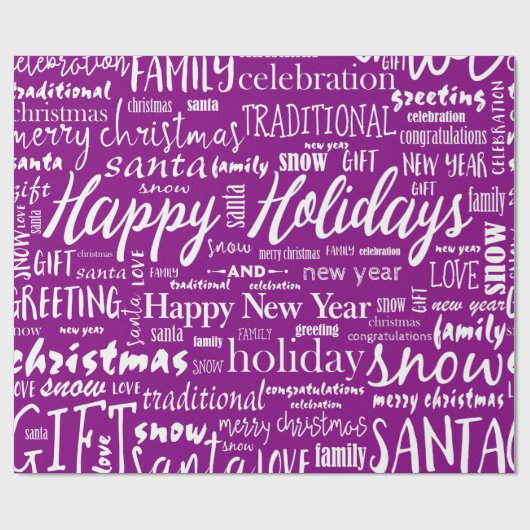Whimsical Purple Merry Christmas Script Geschenkpapier (Flach)