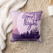 Whimsical Purple Moon Good Night Art Kissen (Decke)