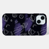 Whimsical Purple Outer Space Seamless Pattern Case-Mate iPhone Hülle (Rückseite (Horizontal))