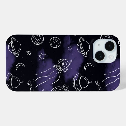 Whimsical Purple Outer Space Seamless Pattern Case-Mate iPhone Hülle (Rückseite (Horizontal))
