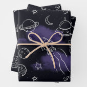 Whimsical Purple Outer Space Seamless Pattern Geschenkpapier Set (Beispiel)