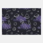 Whimsical Purple Outer Space Seamless Pattern Geschenkpapier Set (Vorderseite)