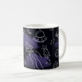 Whimsical Purple Outer Space Seamless Pattern Kaffeetasse (VorderseiteRechts)